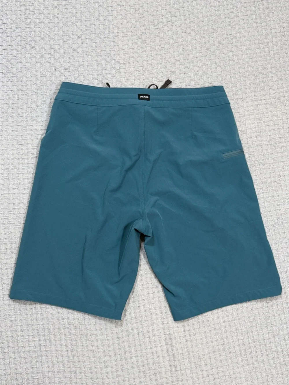 Men’s Prana Fenton Boardshort Catalina Blue Black Logo & Ties Size Large